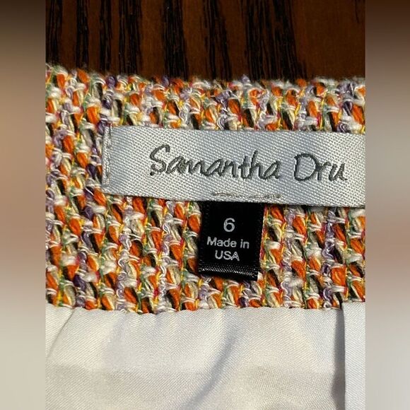 Anthropologie x Samantha Dru Tweed Wrapped Ruffle Hem Skirt Coral Peach womens 6 - Picture 3 of 16